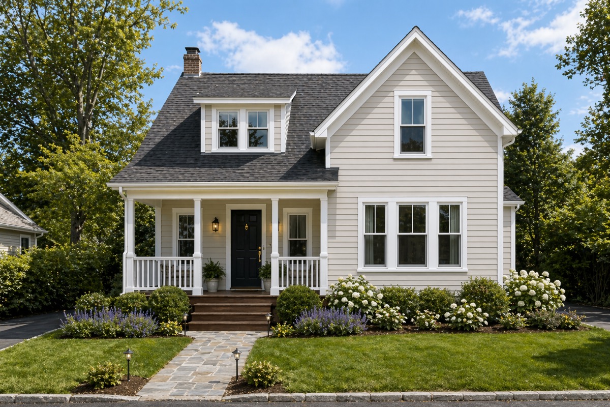 Renovated front-facing property exterior